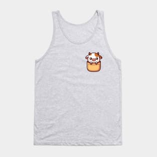 Baby Cow in Pocket Cute Kawaii Peeking Farm Animal Lover Tank Top